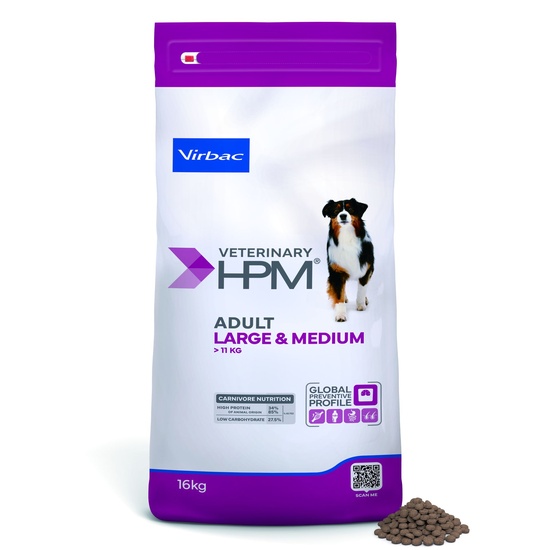 Virbac HPM Dog Adult Large/Medium 16kg Porc et Volaille